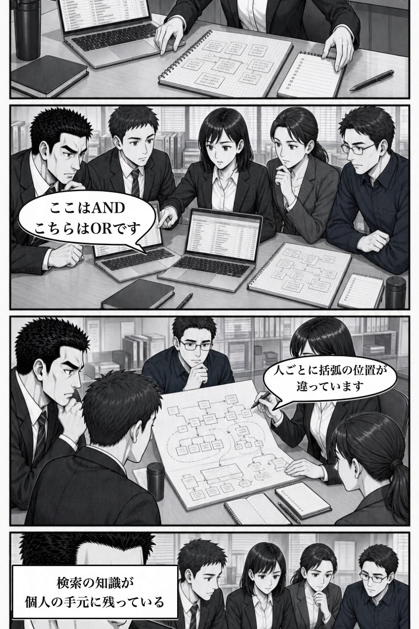 高度な絞り込みプラグインの業務改善漫画 3ページ目。記録と操作順を並べ、個人ではなく仕事の形に原因を見つける